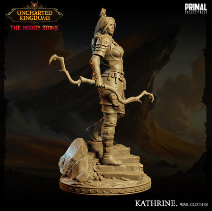 Fighter Kathrine Bromm War Clothes | Uncharted Kingdoms | TTRPG D&D Miniature | Primal Collectibles