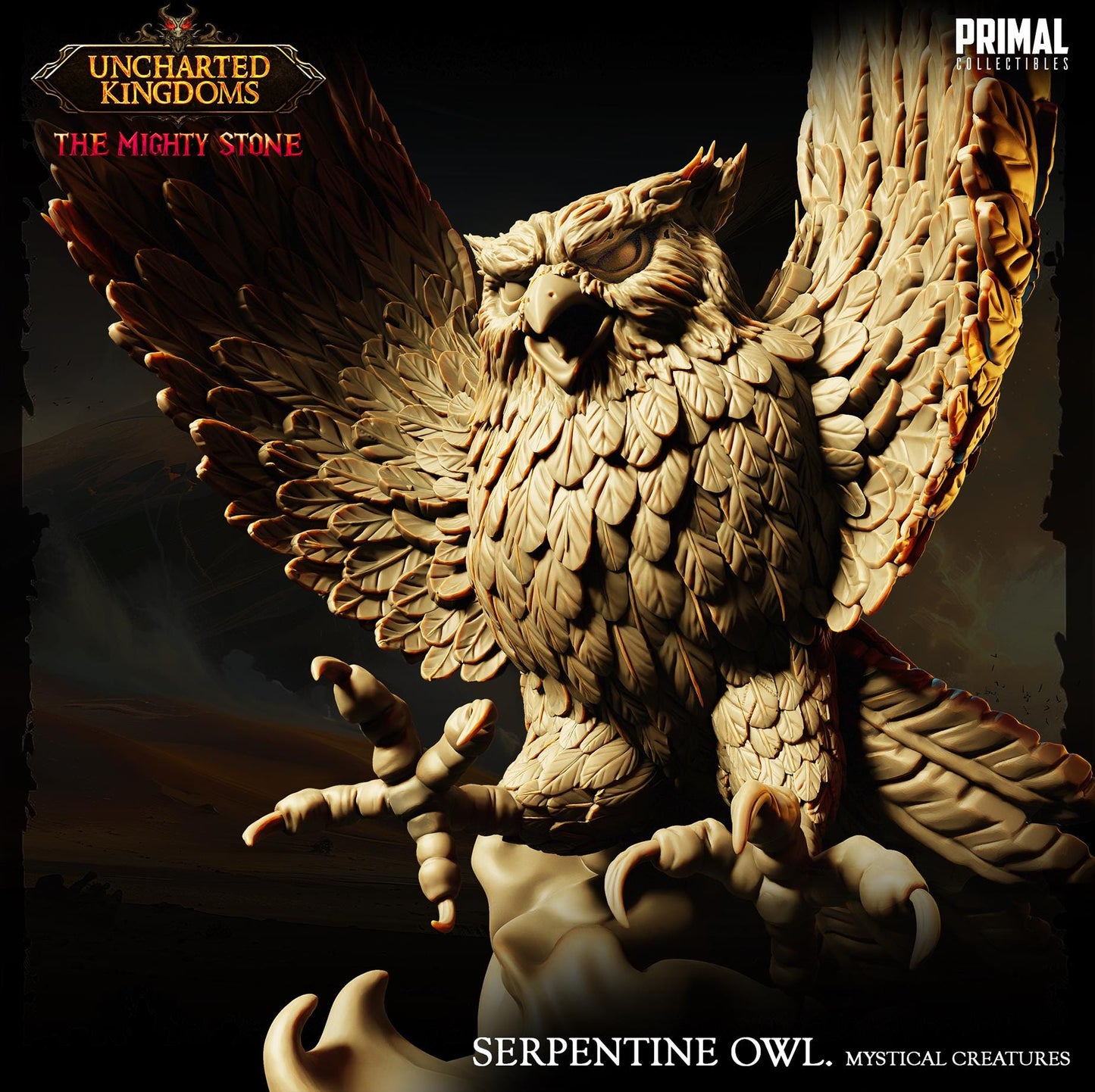 Mystical Animals Serpentine Owl | Tabletop Scale | TTRPG D&D Miniature | Primal Collectibles