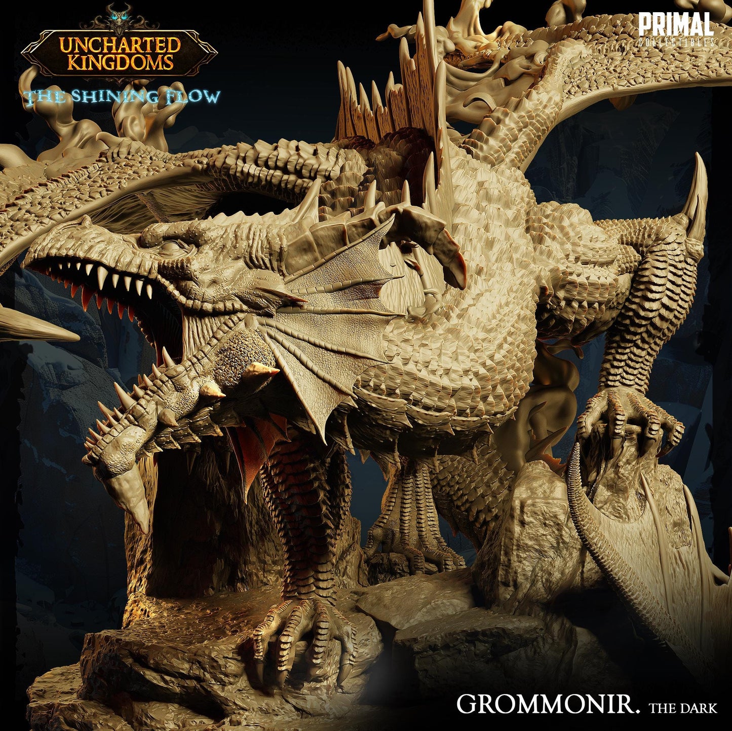 Shadow Dragon Grommonir | Tabletop Scale | TTRPG D&D Miniature | Primal Collectibles