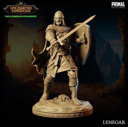 Soldier Swordsman Lenegar | Uncharted Kingdoms | TTRPG D&D Miniature | Primal Collectibles