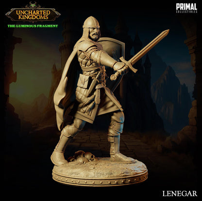 Soldier Swordsman Lenegar | Uncharted Kingdoms | TTRPG D&D Miniature | Primal Collectibles