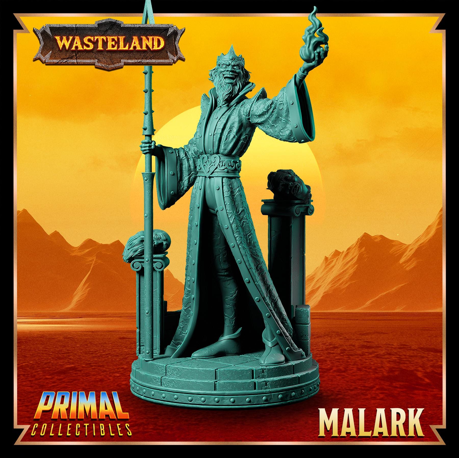 Sorcerer King Malark | Wasteland | Tabletop Scale | TTRPG D&D Miniature | Primal Collectibles