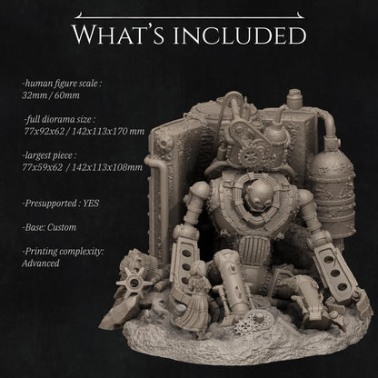 Abandoned Robot Diorama | Garage Resin Kit Statue | D&D TTRPG Fantasy Miniature | Nerikson