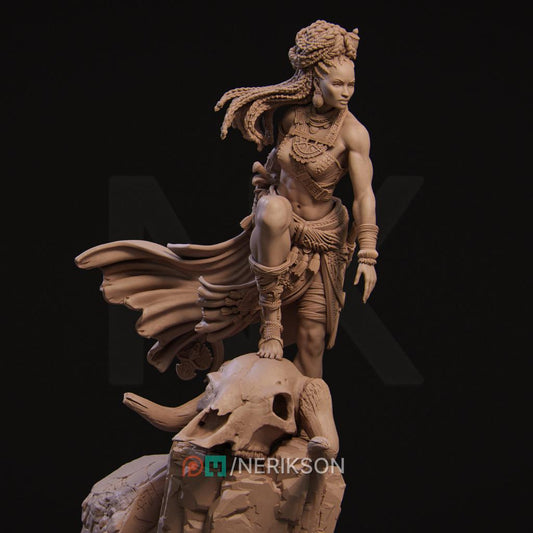 Elzebe, African Warrior Queen | Garage Resin Kit Statue | D&D TTRPG Fantasy Miniature | Nerikson