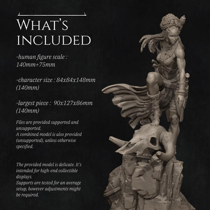 Elzebe, African Warrior Queen | Garage Resin Kit Statue | D&D TTRPG Fantasy Miniature | Nerikson