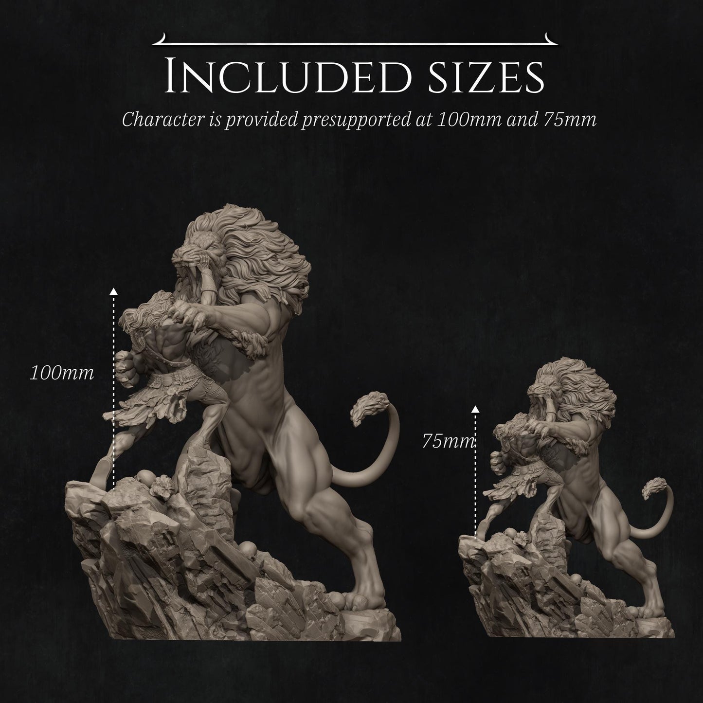 Heracles and Nemean Lion, Greek Mythology | Garage Resin Kit Statue | D&D TTRPG Fantasy Miniature | Nerikson
