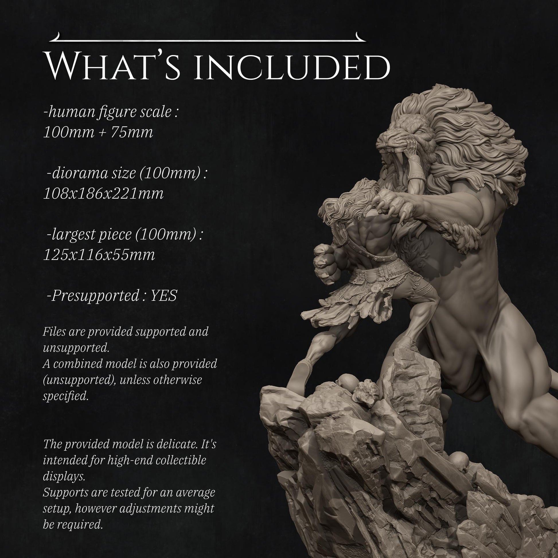 Heracles and Nemean Lion, Greek Mythology | Garage Resin Kit Statue | D&D TTRPG Fantasy Miniature | Nerikson