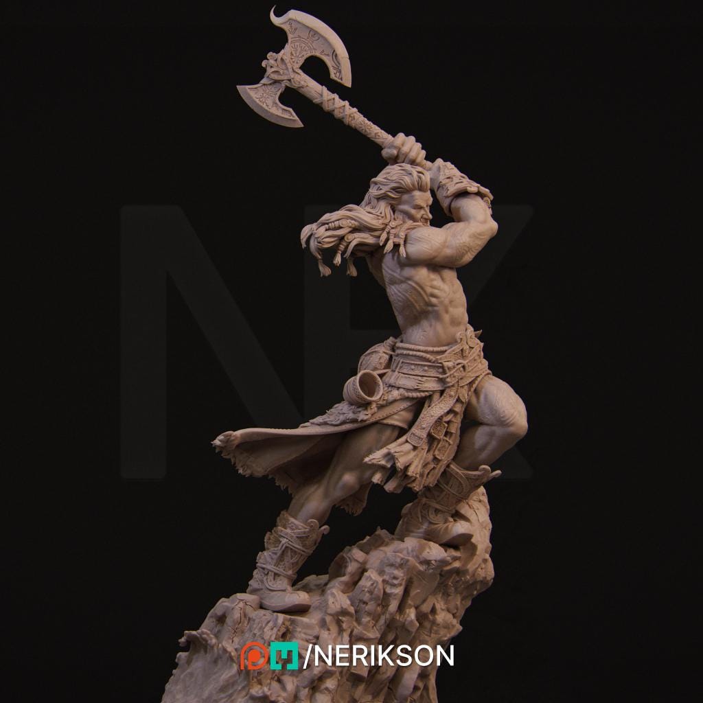 Ivar The Runic Warrior | Garage Resin Kit Statue | D&D TTRPG Fantasy Miniature | Nerikson