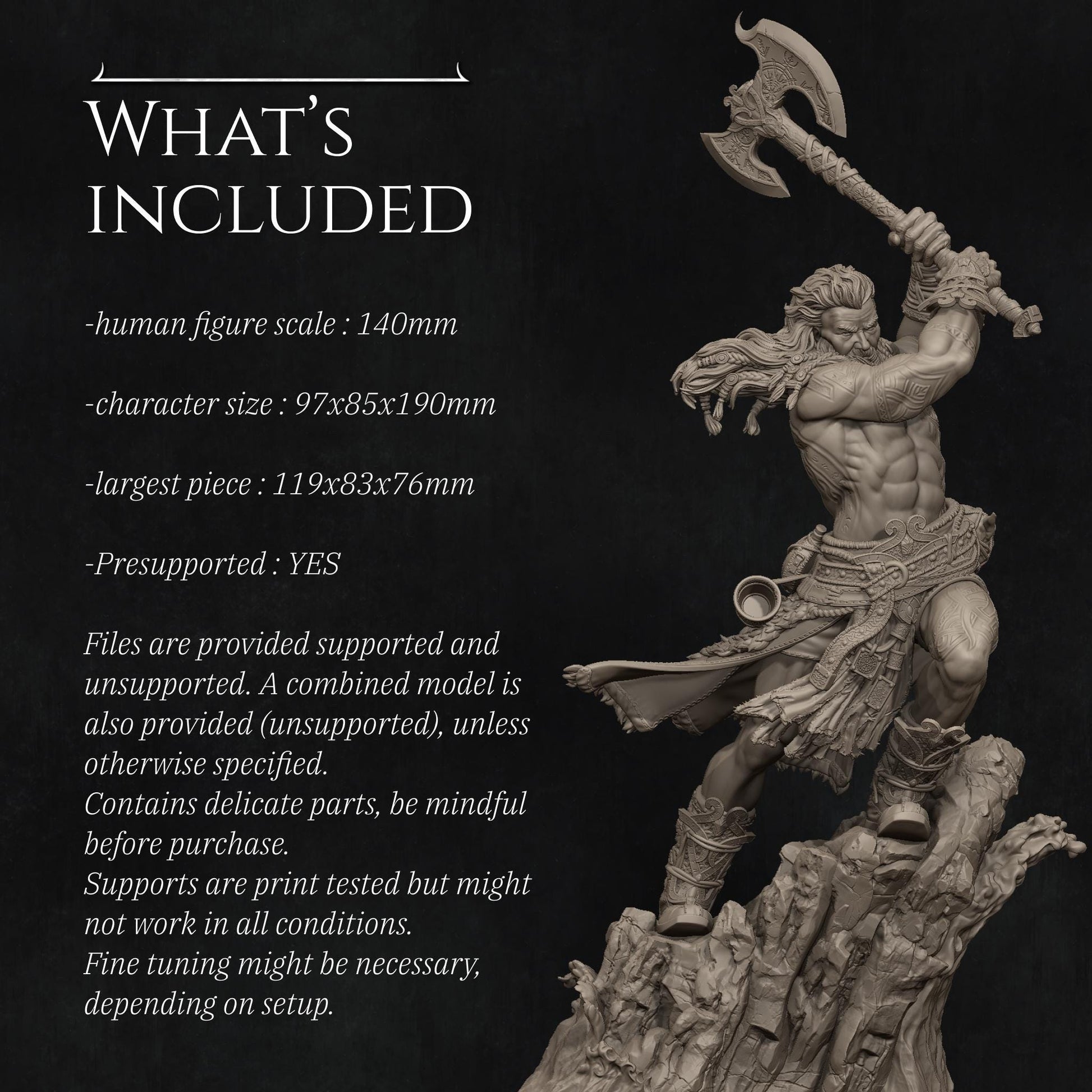 Ivar The Runic Warrior | Garage Resin Kit Statue | D&D TTRPG Fantasy Miniature | Nerikson
