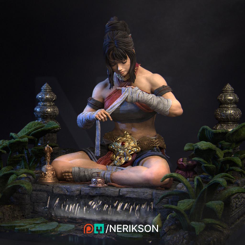 Jingwei the Monk | Garage Resin Kit Statue | D&D TTRPG Fantasy Miniature | Nerikson