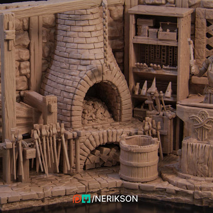 Lara the Blacksmith, Full Diorama | Garage Resin Kit Statue | D&D TTRPG Fantasy Miniature | Nerikson