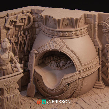 Lara the Blacksmith, Full Diorama | Garage Resin Kit Statue | D&D TTRPG Fantasy Miniature | Nerikson