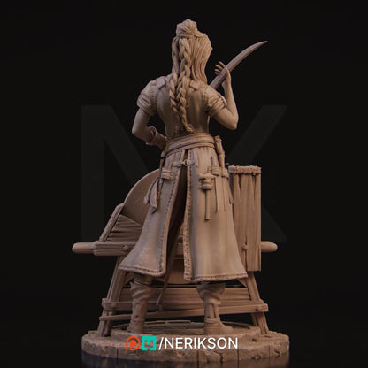 Lara the Blacksmith, Standalone and Bust | Garage Resin Kit Statue | D&D TTRPG Fantasy Miniature | Nerikson