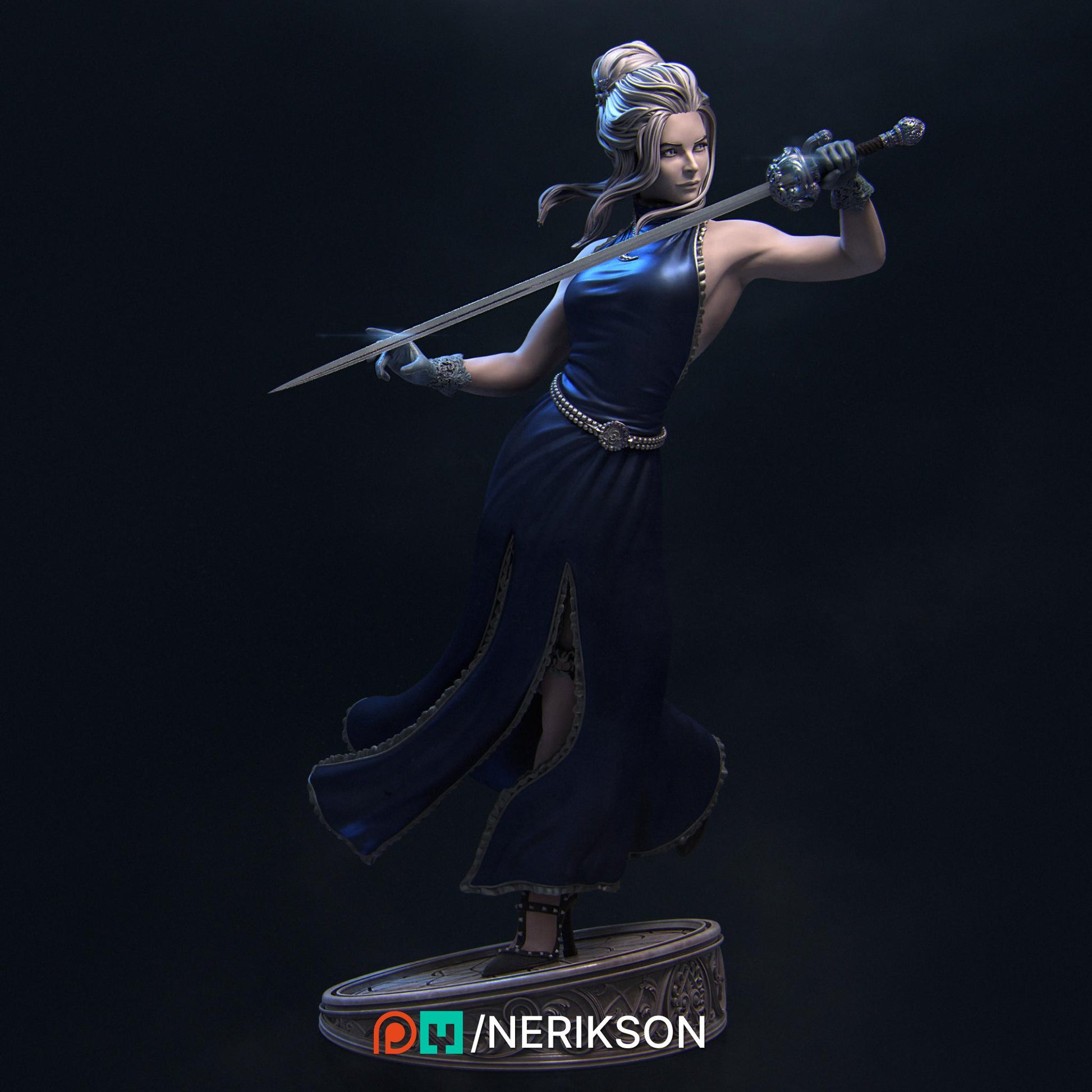 Luna, Moonlight Fencer | Garage Resin Kit Statue | D&D TTRPG Fantasy Miniature | Nerikson