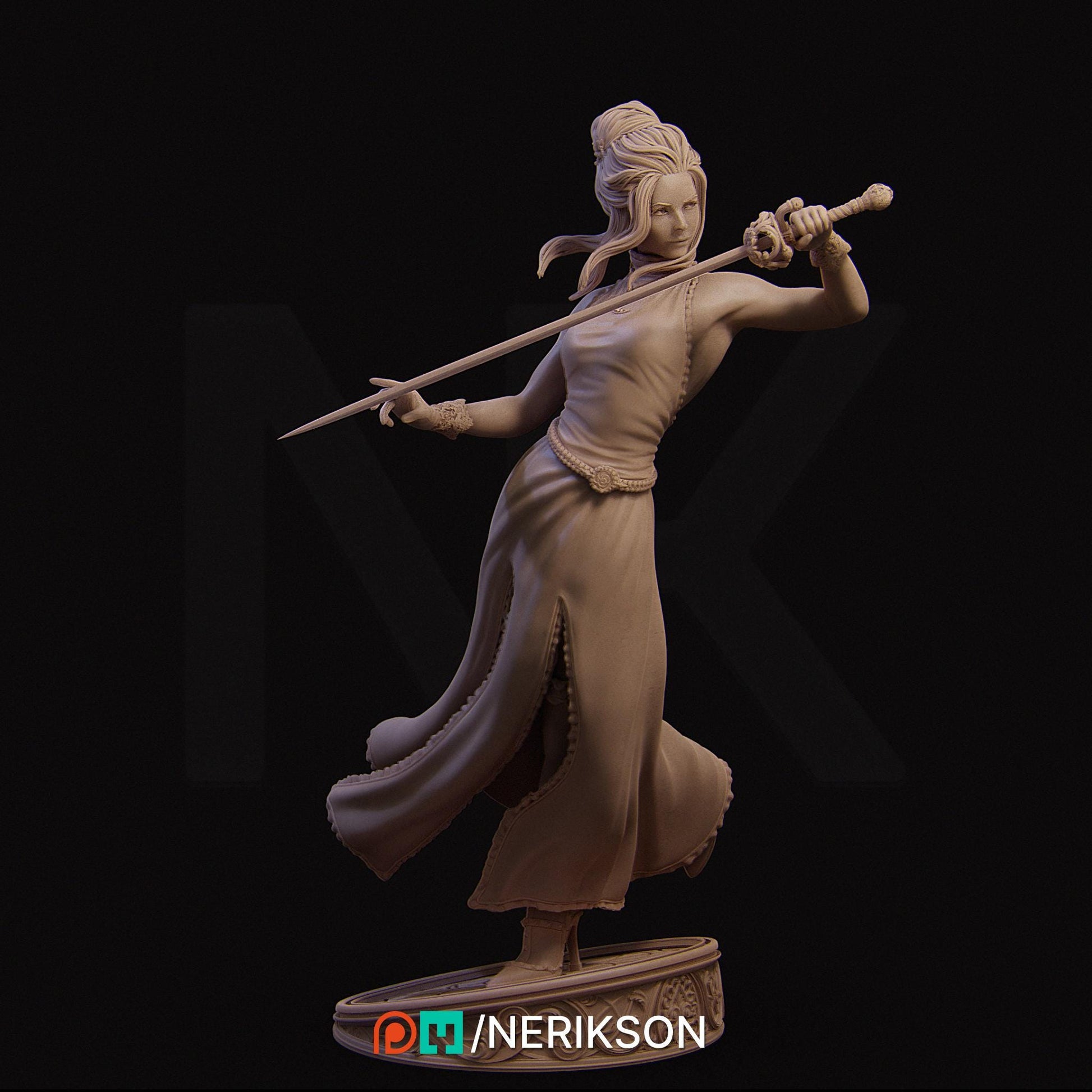 Luna, Moonlight Fencer | Garage Resin Kit Statue | D&D TTRPG Fantasy Miniature | Nerikson