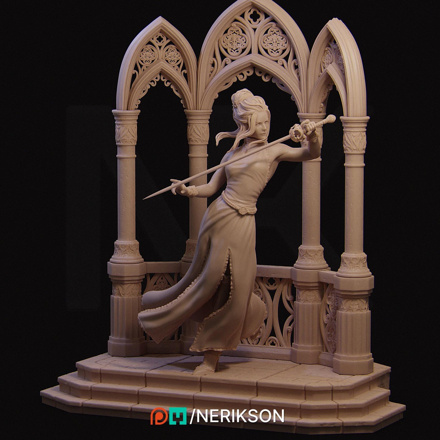 Luna, Moonlight Fencer | Garage Resin Kit Statue | D&D TTRPG Fantasy Miniature | Nerikson
