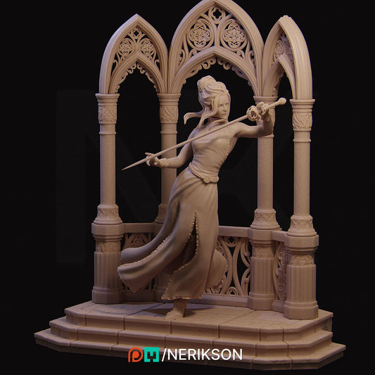 Luna, Moonlight Fencer | Garage Resin Kit Statue | D&D TTRPG Fantasy Miniature | Nerikson