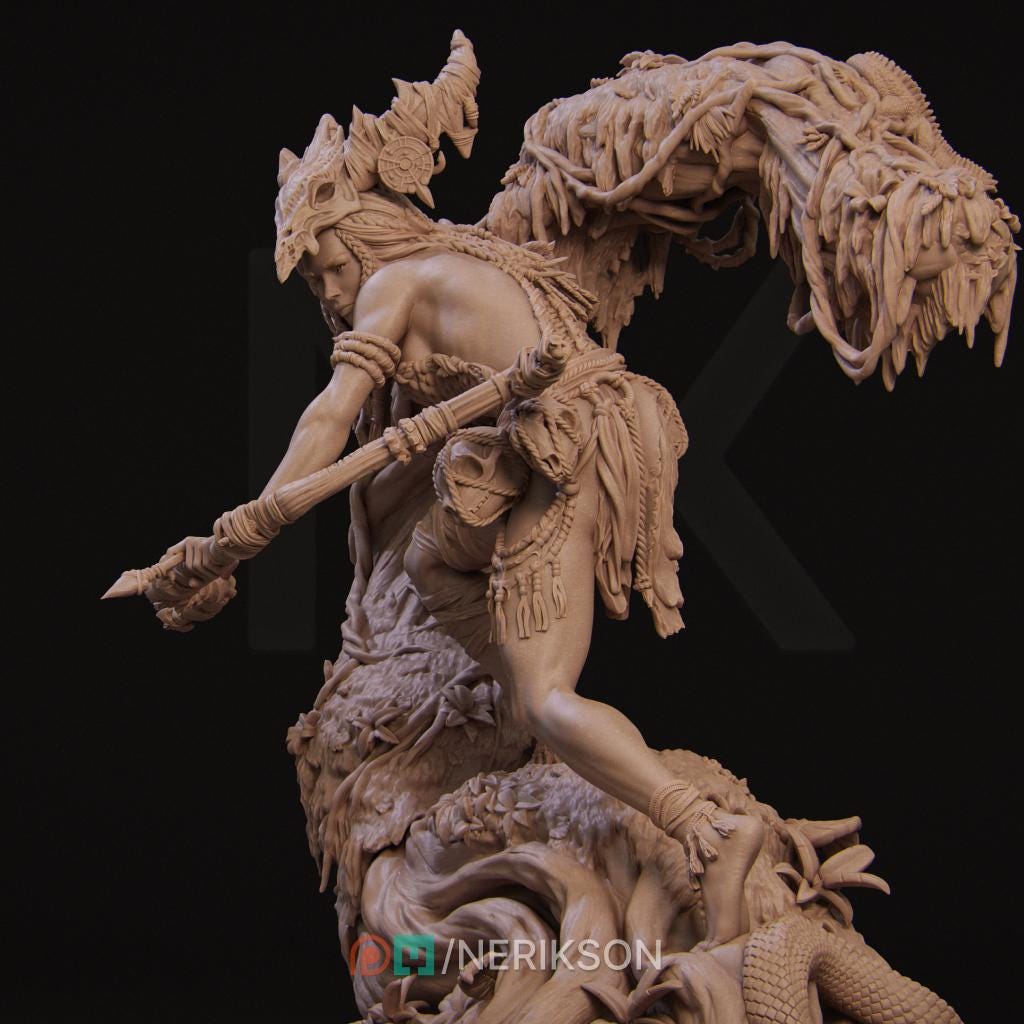 Meabh the Wild Ranger | Garage Resin Kit Statue | D&D TTRPG Fantasy Miniature | Nerikson