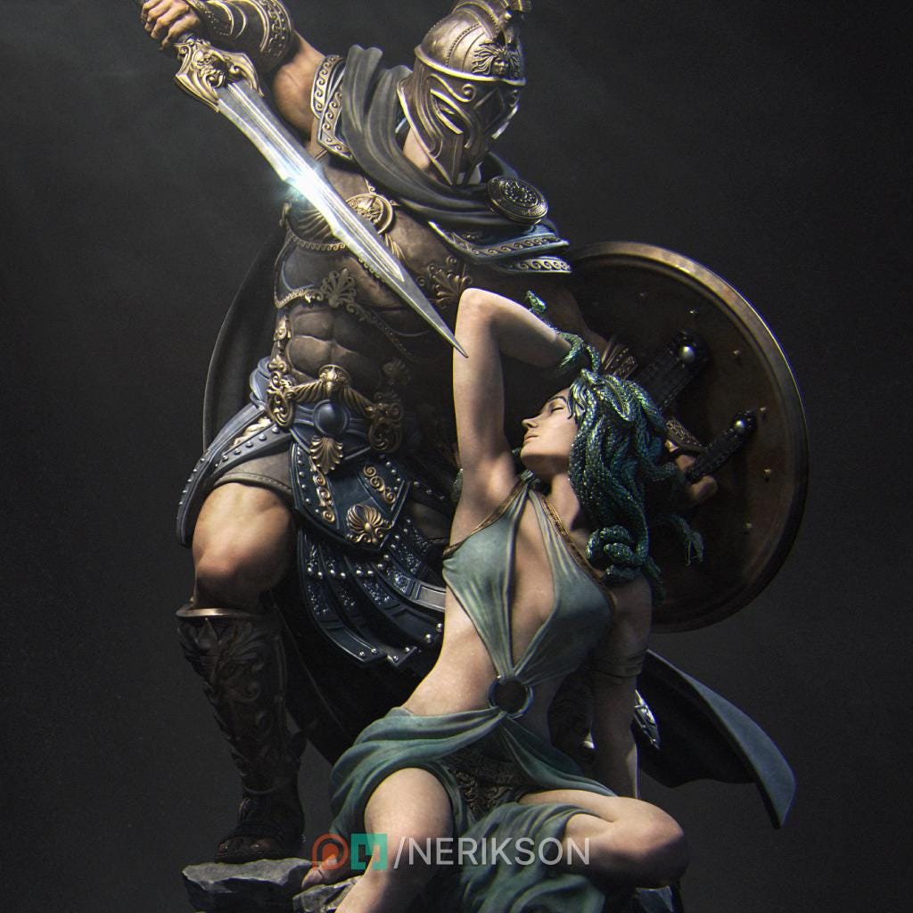 Medusa and Perseus, Greek Mythology | Garage Resin Kit Statue | D&D TTRPG Fantasy Miniature | Nerikson