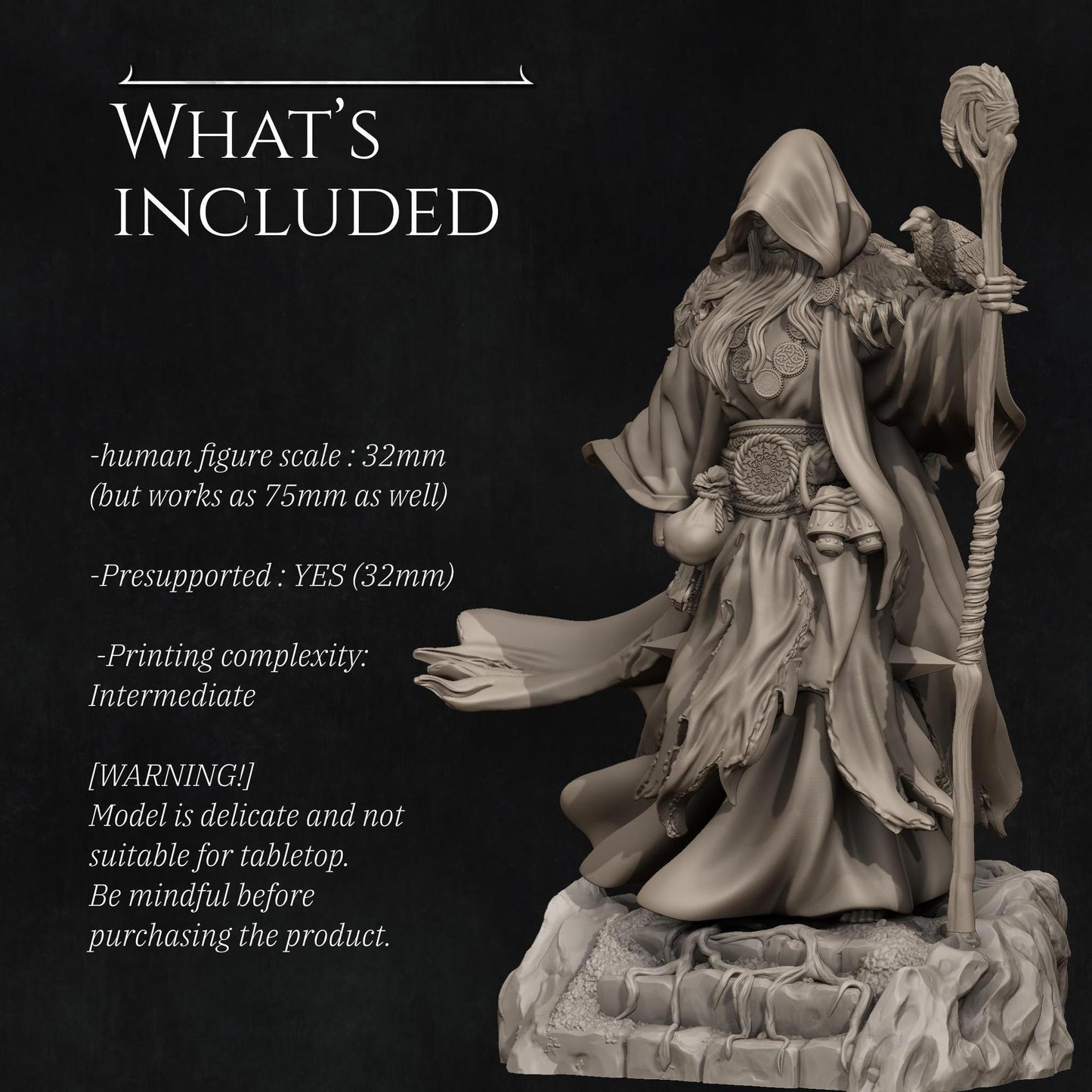 Merlin | TABLETOP SCALE | D&D TTRPG Fantasy Miniature | Nerikson