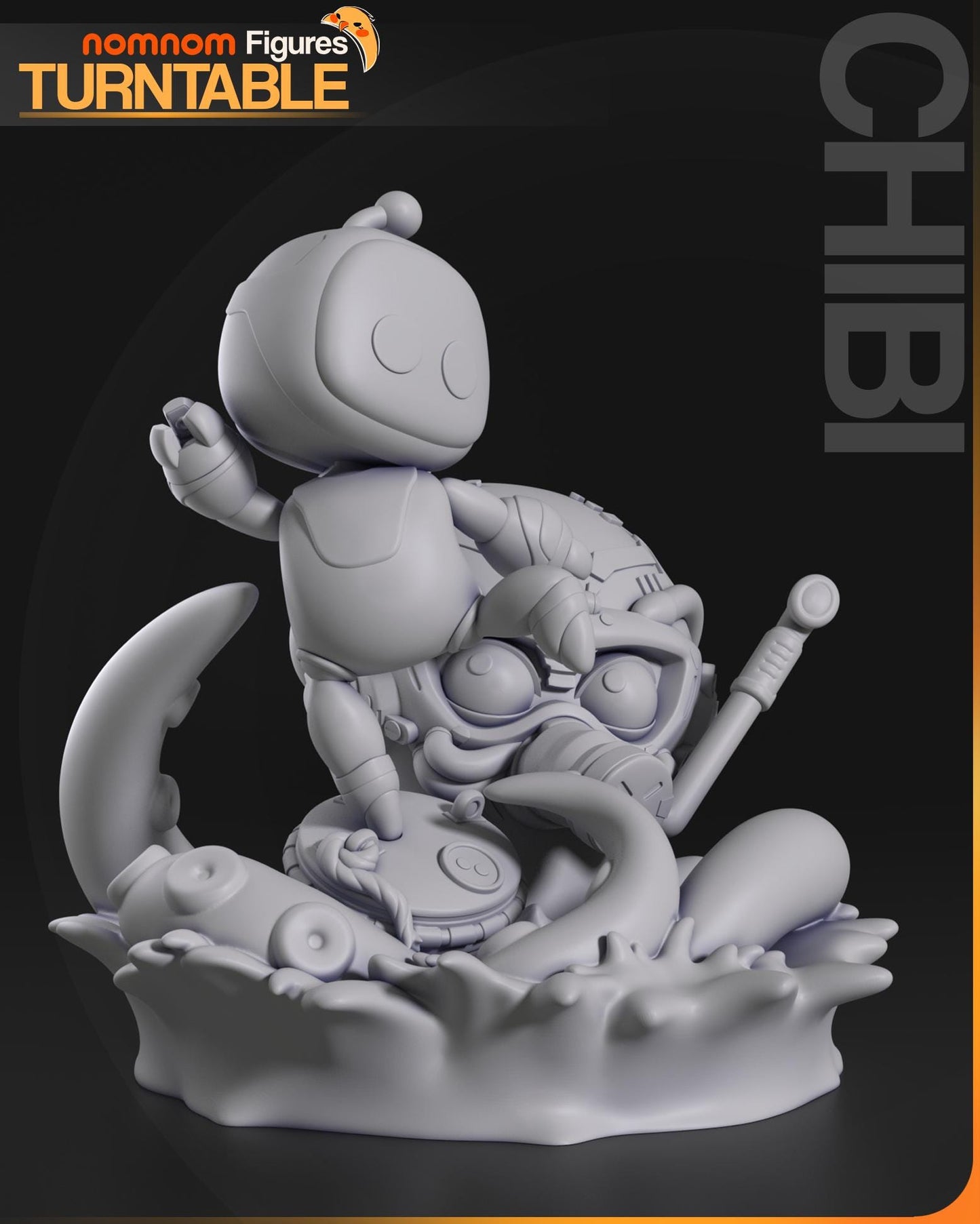 Chibi Spirited Robot | Resin Garage Kit Figure Game Fan Art | Nomnom Figures