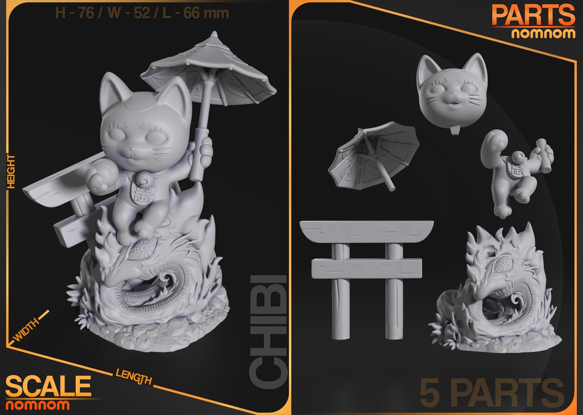 Chibi Granny Cat | Resin Garage Kit Figure Anime Fan Art | Nomnom Figures