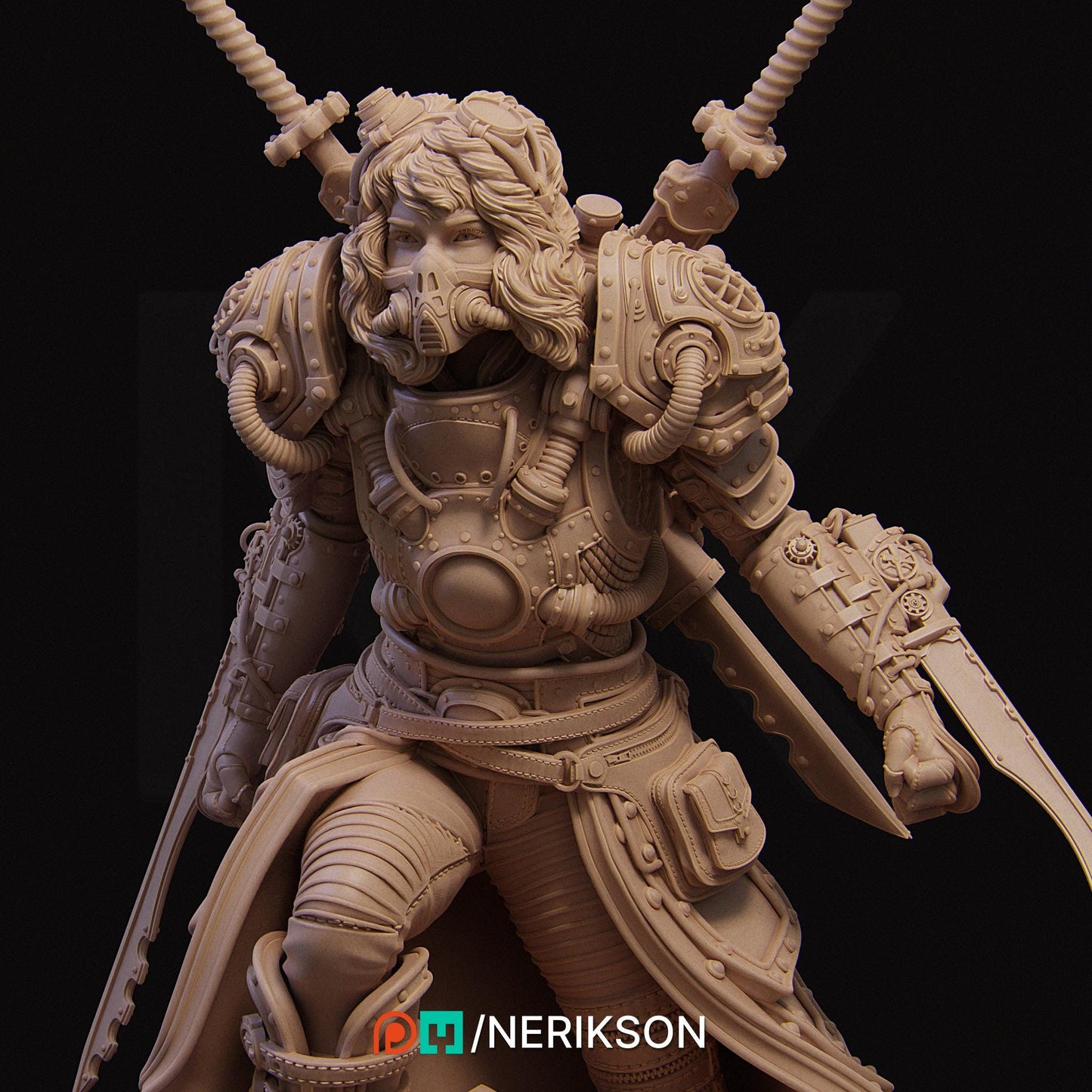Naojiri the Steampunk Samurai | Garage Resin Kit Statue | D&D TTRPG Fantasy Miniature | Nerikson