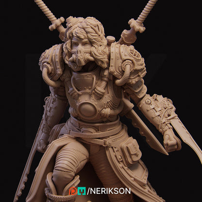 Naojiri the Steampunk Samurai | Garage Resin Kit Statue | D&D TTRPG Fantasy Miniature | Nerikson