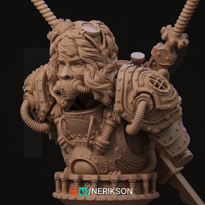 Naojiri the Steampunk Samurai | Garage Resin Kit Statue | D&D TTRPG Fantasy Miniature | Nerikson