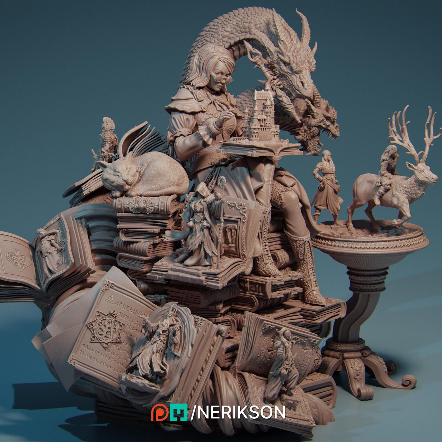 Orinthia the Magical Librarian | Garage Resin Kit Statue | D&D TTRPG Fantasy Miniature | Nerikson