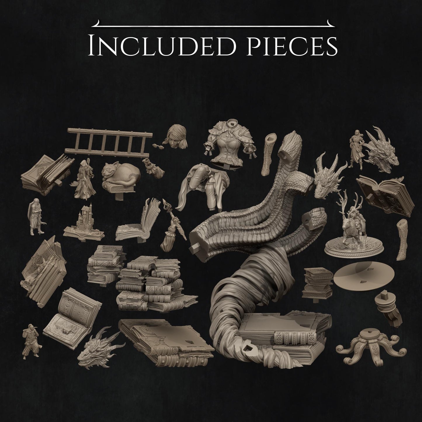 Orinthia the Magical Librarian | Garage Resin Kit Statue | D&D TTRPG Fantasy Miniature | Nerikson