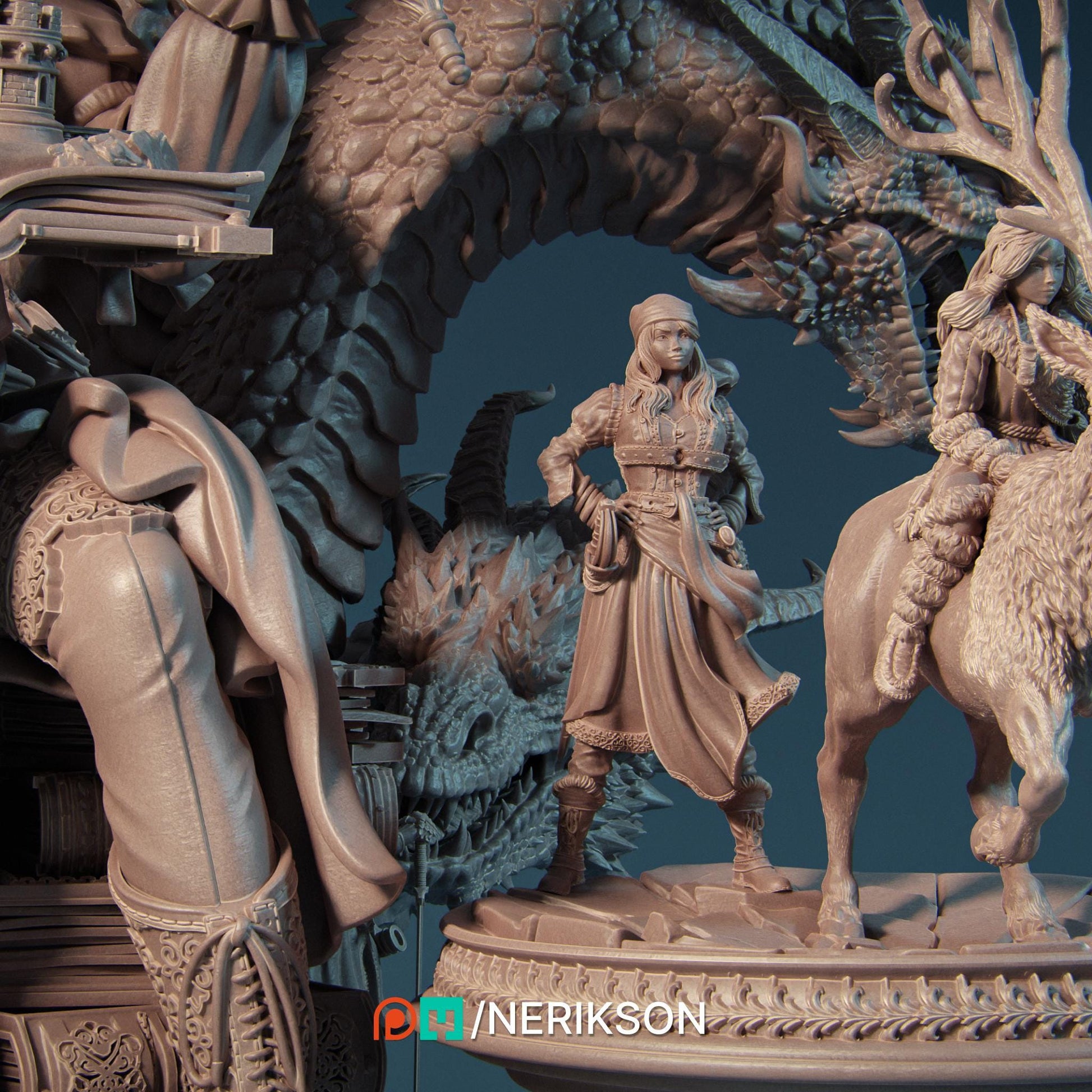 Orinthia the Magical Librarian | Garage Resin Kit Statue | D&D TTRPG Fantasy Miniature | Nerikson