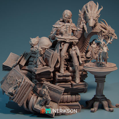 Orinthia the Magical Librarian | Garage Resin Kit Statue | D&D TTRPG Fantasy Miniature | Nerikson