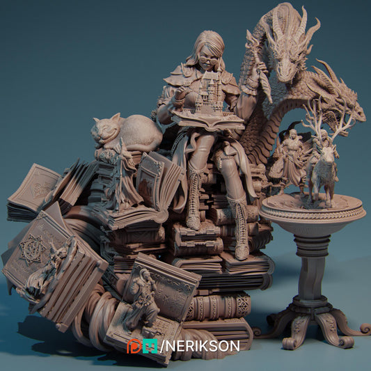 Orinthia the Magical Librarian | Garage Resin Kit Statue | D&D TTRPG Fantasy Miniature | Nerikson