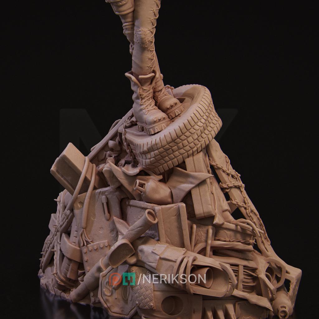 Ramona The Wasteland Warrior | Garage Resin Kit Statue | D&D TTRPG Fantasy Miniature | Nerikson