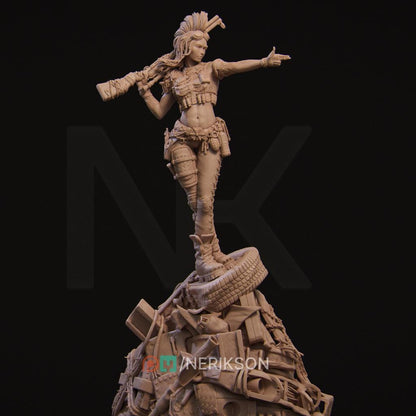 Ramona The Wasteland Warrior | Garage Resin Kit Statue | D&D TTRPG Fantasy Miniature | Nerikson