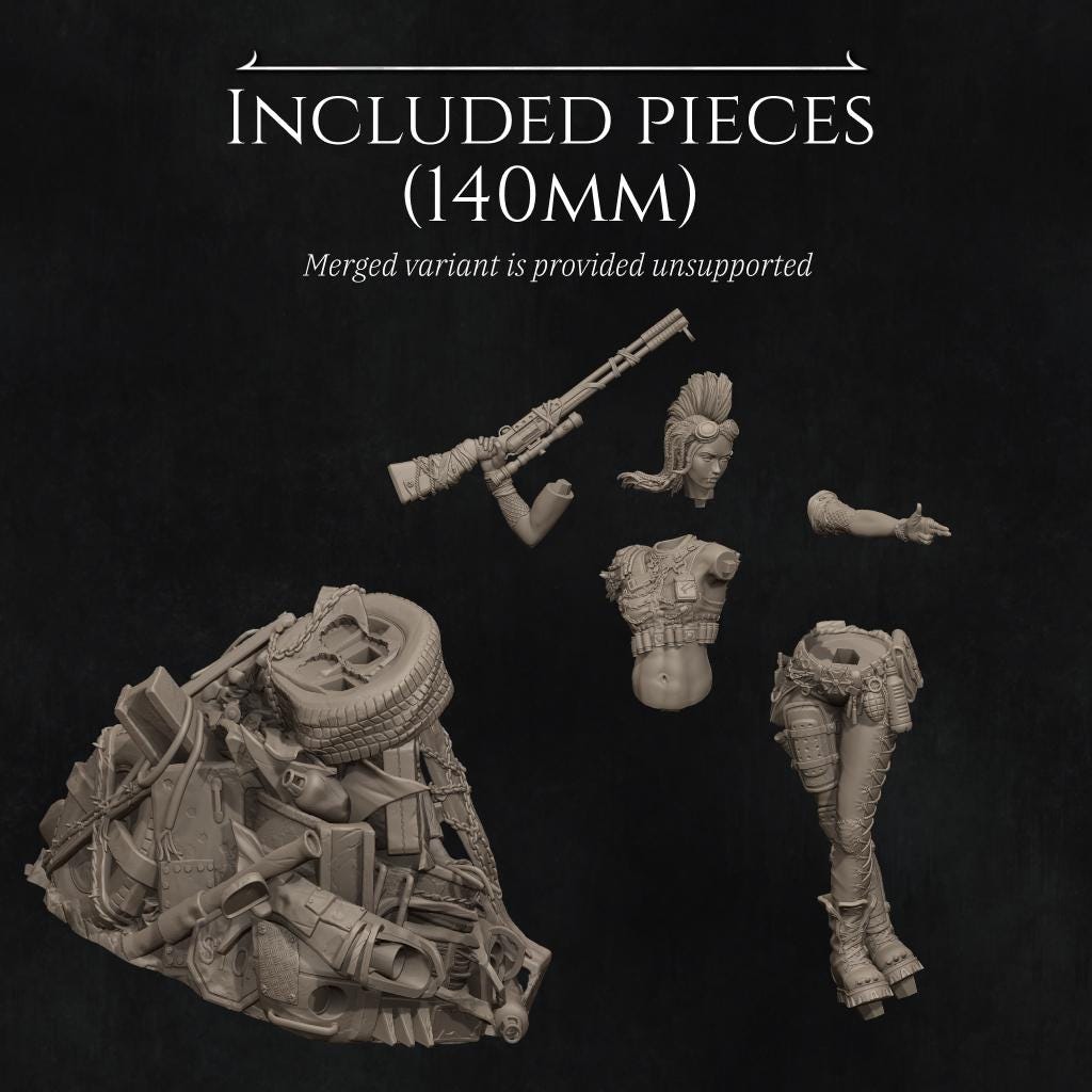 Ramona The Wasteland Warrior | Garage Resin Kit Statue | D&D TTRPG Fantasy Miniature | Nerikson