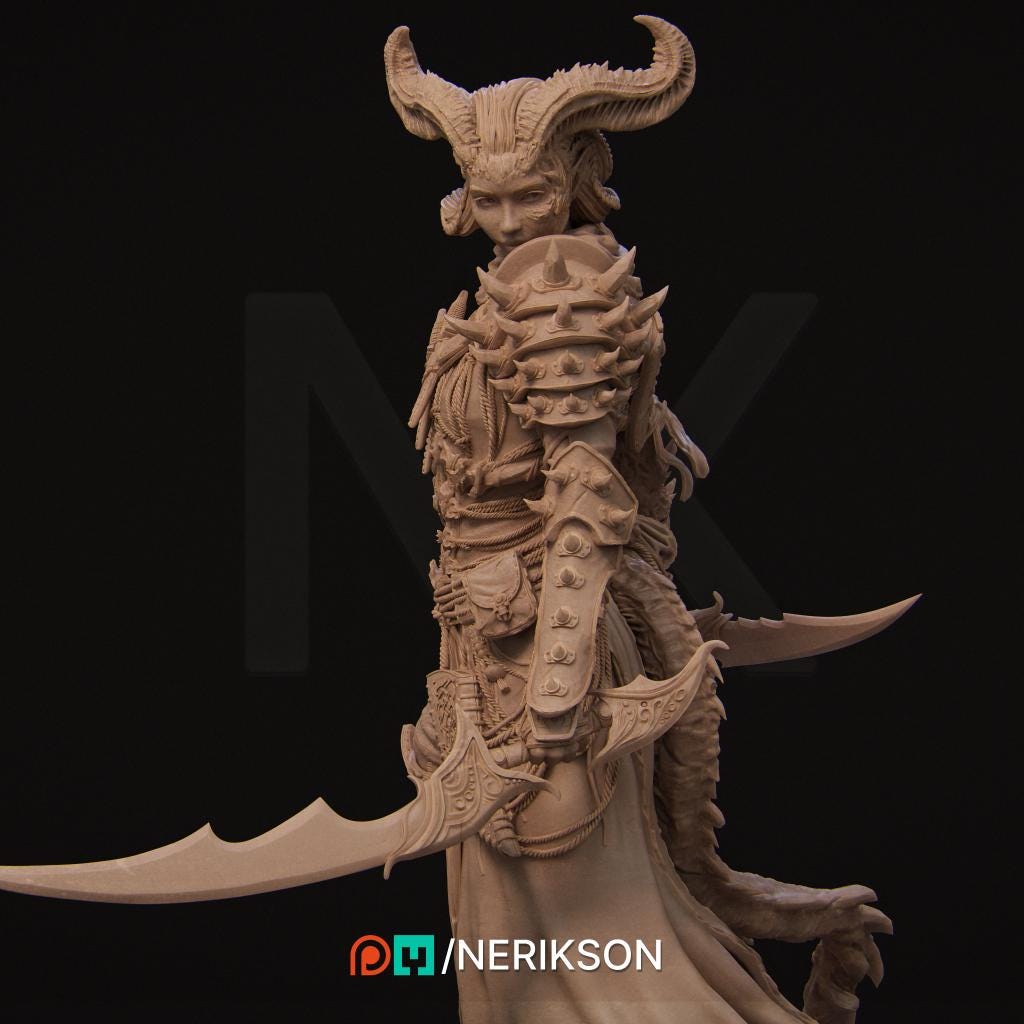 The Last Battle - Iensi the Demon Hunter Standalone | Garage Resin Kit Statue | D&D TTRPG Fantasy Miniature | Nerikson