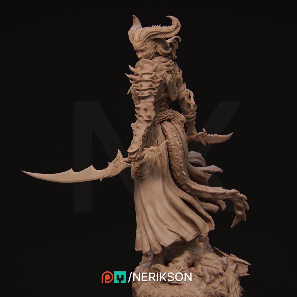 The Last Battle - Iensi the Demon Hunter Standalone | Garage Resin Kit Statue | D&D TTRPG Fantasy Miniature | Nerikson