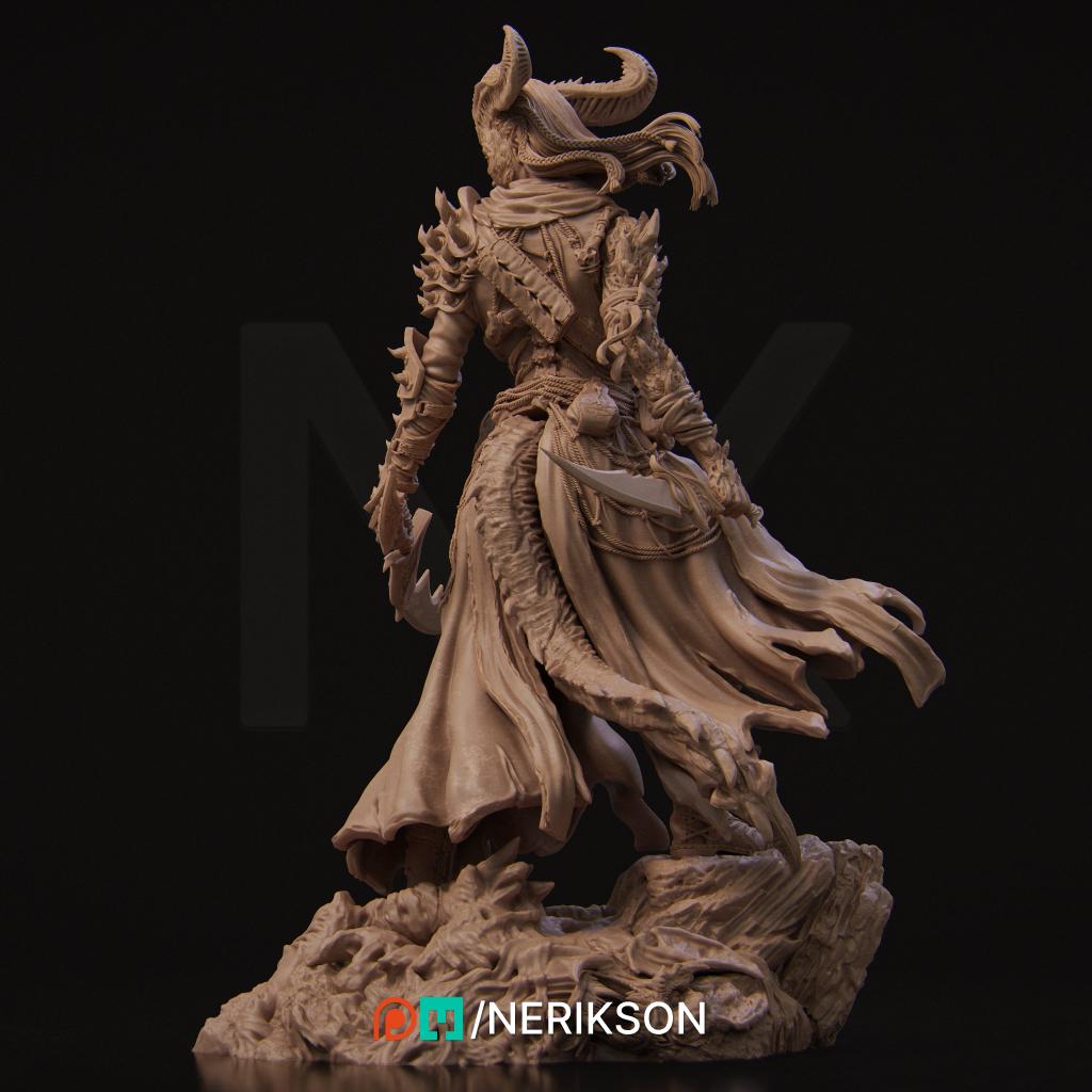 The Last Battle - Iensi the Demon Hunter Standalone | Garage Resin Kit Statue | D&D TTRPG Fantasy Miniature | Nerikson