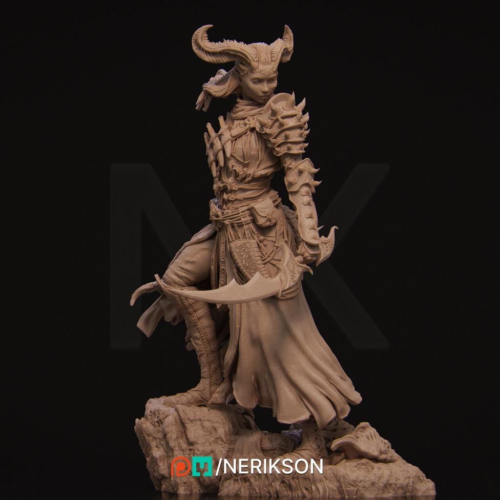 The Last Battle - Iensi the Demon Hunter Standalone | Garage Resin Kit Statue | D&D TTRPG Fantasy Miniature | Nerikson