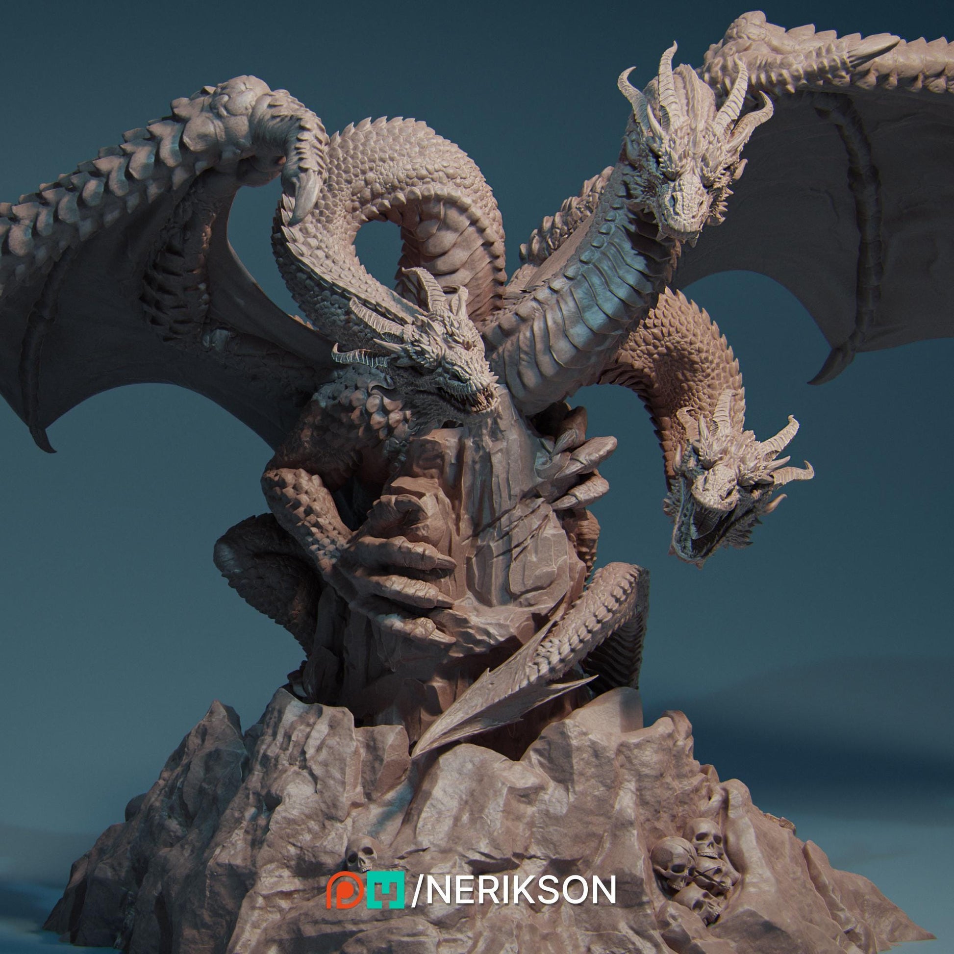 Zmei the Three-Headed Dragon | TABLETOP SCALE | D&D TTRPG Fantasy Miniature | Nerikson