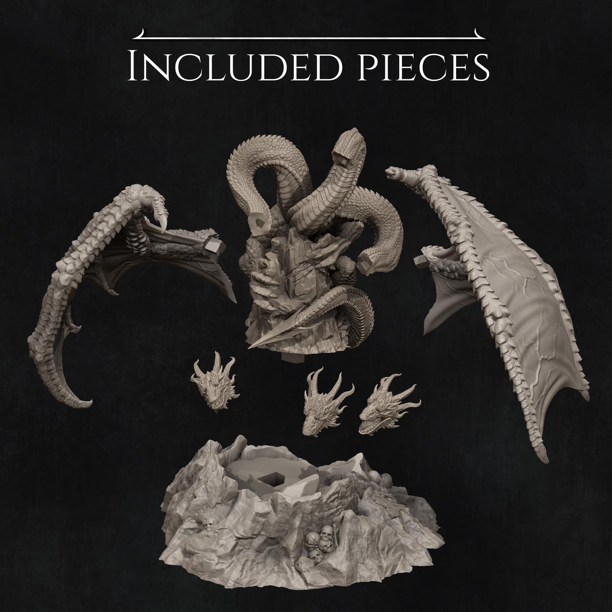 Zmei the Three-Headed Dragon | TABLETOP SCALE | D&D TTRPG Fantasy Miniature | Nerikson