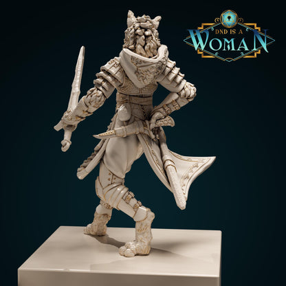 Tabaxi Fighter | D&D TTRPG Miniature | DnD Is A Woman | NO BASE