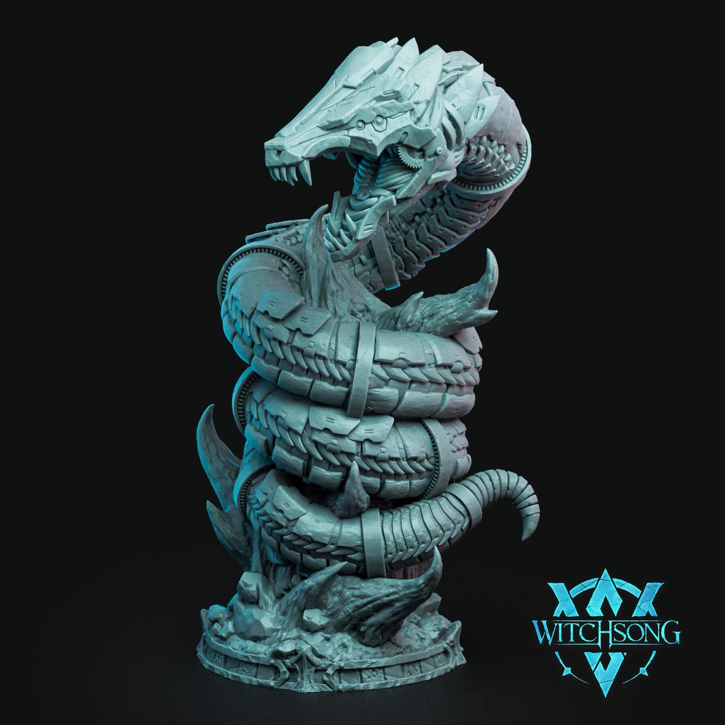 Gearworm Serpent | Mini or Bust | Monster Miniature Statue | Witchsong Miniatures