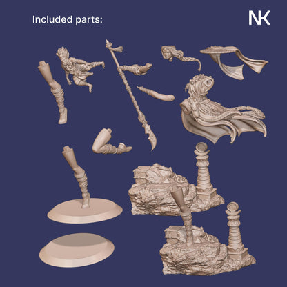 Mu Ron Yin the Wind Master 慕容英 | Garage Resin Kit Statue | D&D TTRPG Fantasy Miniature | Nerikson