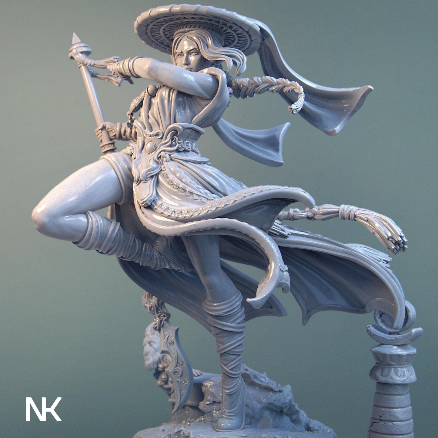 Mu Ron Yin the Wind Master 慕容英 | Garage Resin Kit Statue | D&D TTRPG Fantasy Miniature | Nerikson