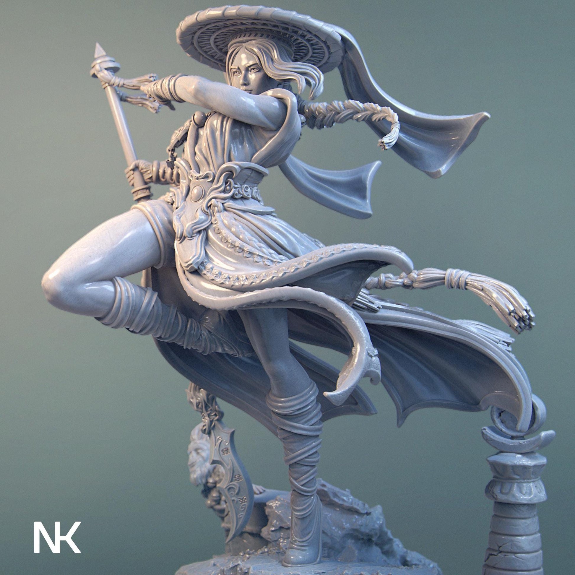 Mu Ron Yin the Wind Master 慕容英 | Garage Resin Kit Statue | D&D TTRPG Fantasy Miniature | Nerikson