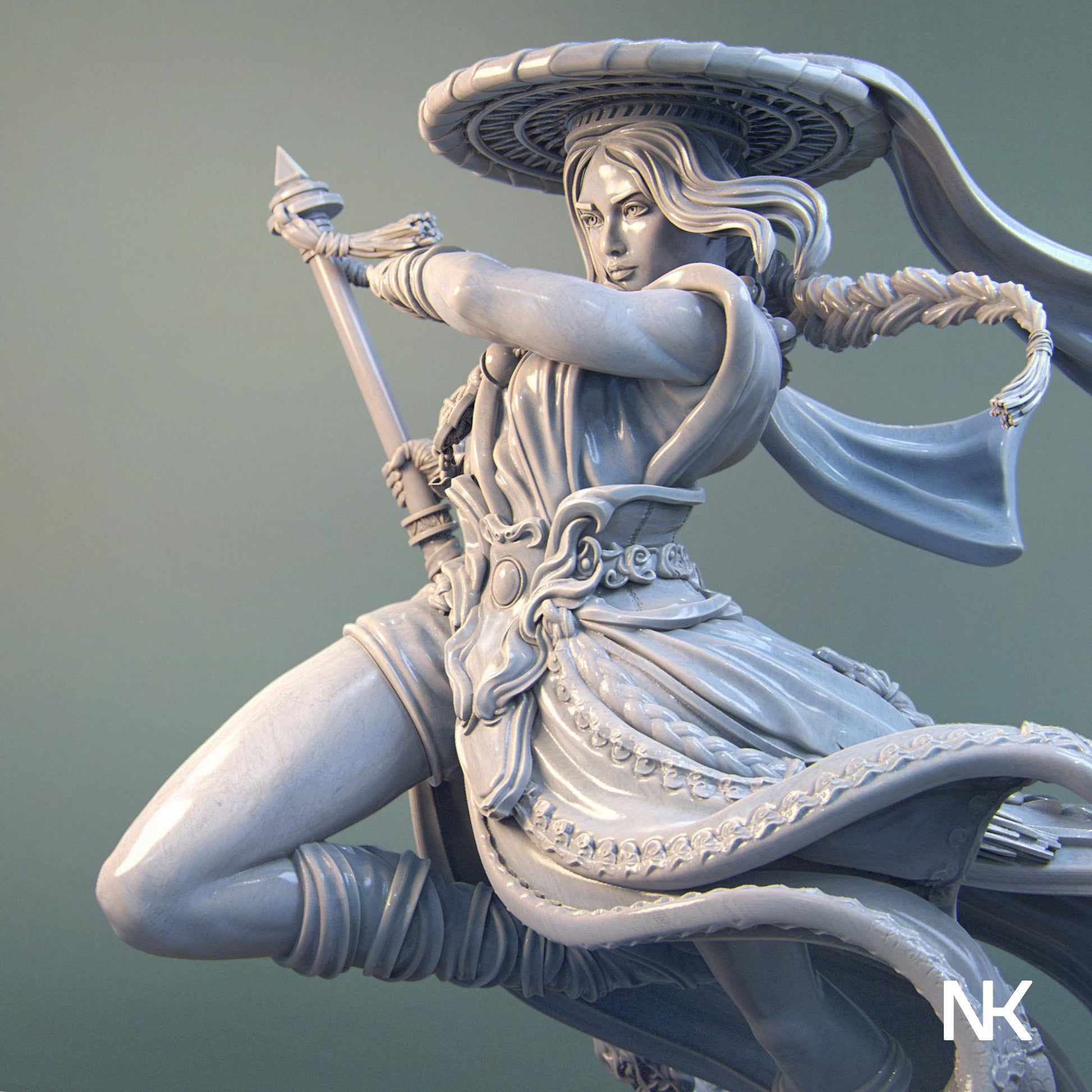 Mu Ron Yin the Wind Master 慕容英 | Garage Resin Kit Statue | D&D TTRPG Fantasy Miniature | Nerikson