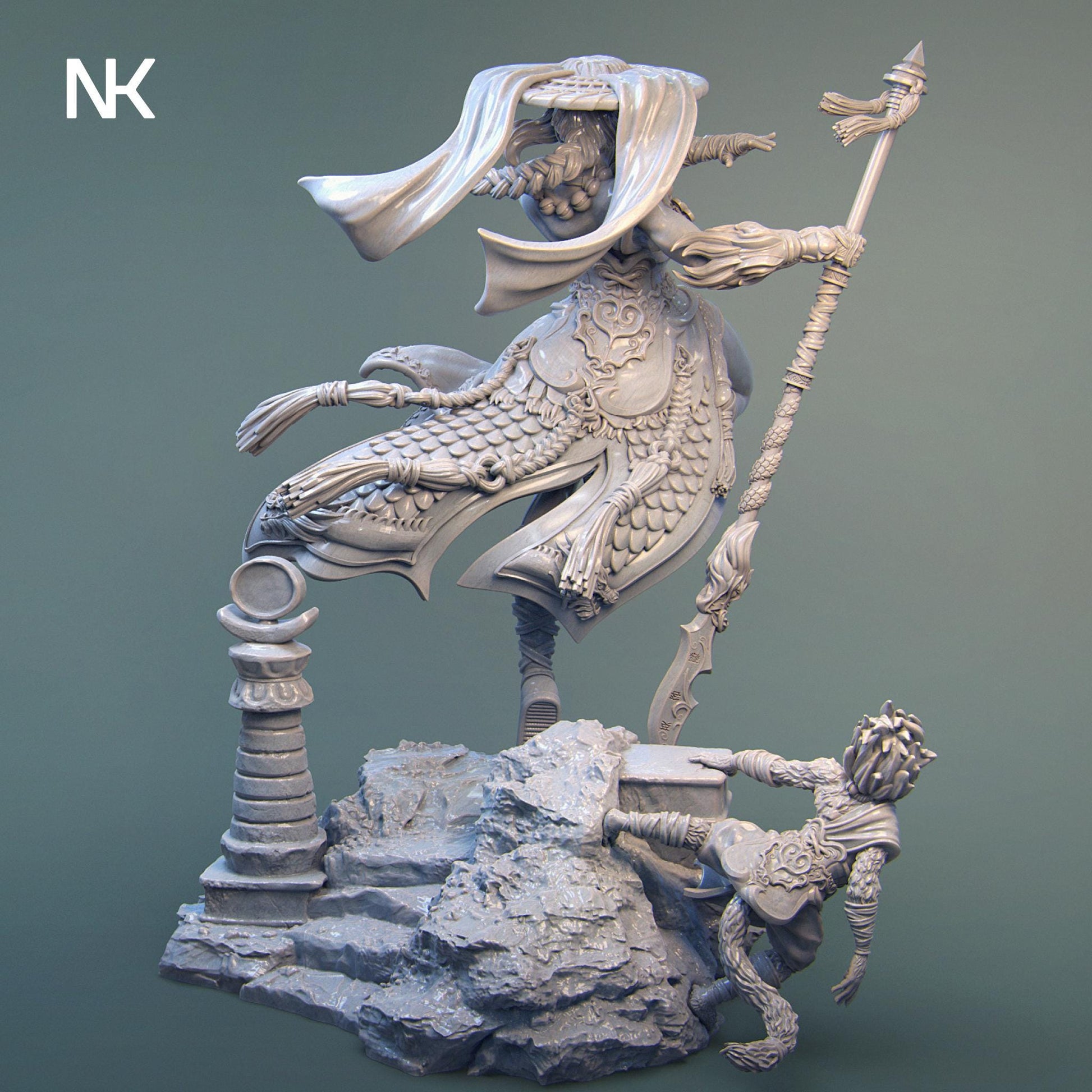 Mu Ron Yin the Wind Master 慕容英 | Garage Resin Kit Statue | D&D TTRPG Fantasy Miniature | Nerikson
